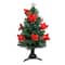 3ft. Fiber Optic Color Changing Artificial Christmas Tree with Red Poinsettias & Star